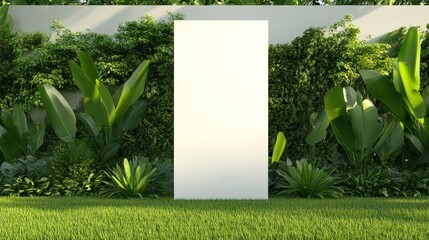 Blank Signage in Lush Tropical Garden