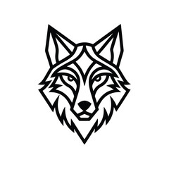 Geometric line art illustration of a fierce wolf head design on isolated white background