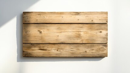 Rustic Wooden Signboard against White Wall