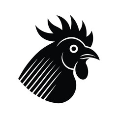 Striking black and white rooster head design illustrating strength and farming theme