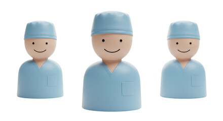 Isolated Three Cartoon Doctors