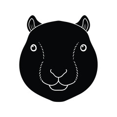 Simplified black and white portrait of a cute squirrel design for children or animal projects