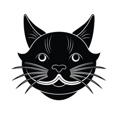 Simple black cat face vector illustration isolated on white background for design projects