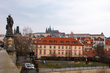 Obraz premium A cityscape view of the City of Prague in the Czech Republic.