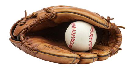 Isolated Baseball Glove with Ball