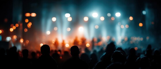 photo background of bokeh people in bright lights on stage where everyone is in the background and out of focus