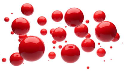 Abstract Red Spheres Floating  isolated on solid white background