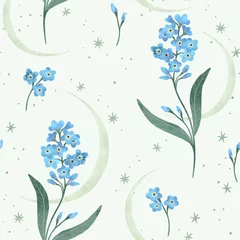 Forget-me-not flower seamless pattern. Floral Watercolor illustration for textile.