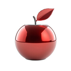 Obraz premium Shiny red apple with a leaf a 3D render