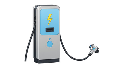 Isolated Electric Vehicle Charging Station with Cable and Plug