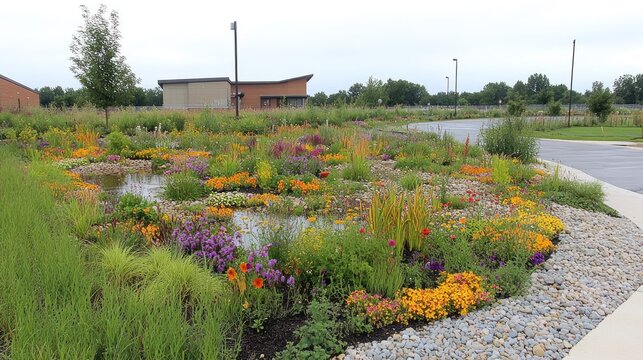 Vibrant Rain Garden Landscape Design: A Symphony of Colors and Textures
