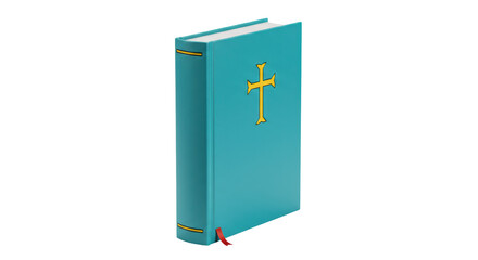 Isolated Blue Book with Golden Cross