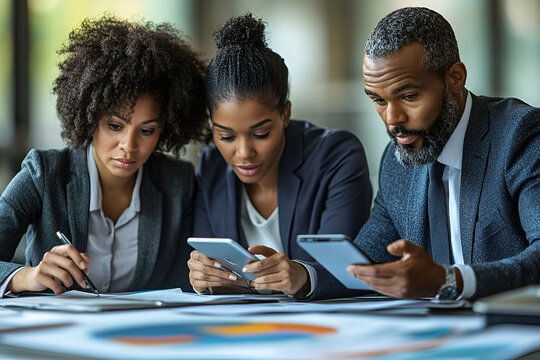 Focused Business Team Collaboration Using Tablets and Documents