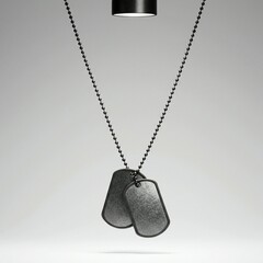 Pair of Military Dog Tags Hanging on a Chain