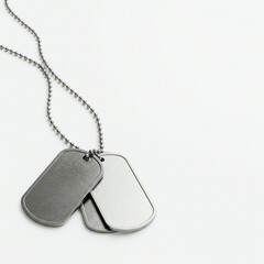 Fototapeta premium Blank Military Dog Tags on a Chain Against a White Background
