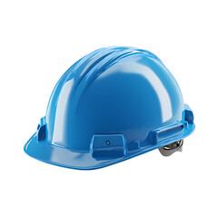 Shiny Blue Hard Hat Safety Helmet on Transparent Background