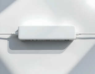 Connecting Device with Cables on a White Surface in Simple Style