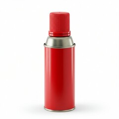 Red metal spray can product mockup isolated on white background