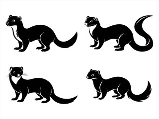 ferret sihouette black vector bundle
