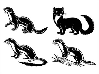 mink sihouette black vector bundle