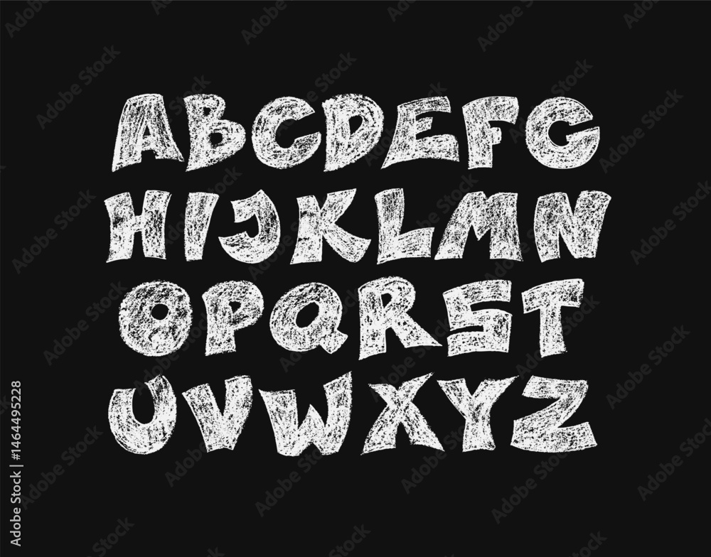 Poster typography font with scribble alphabet. modern abstract typeface design with letters in crayon style