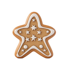 Star shaped gingerbread cookie decorated with icing stars and dots a sweet holiday treat