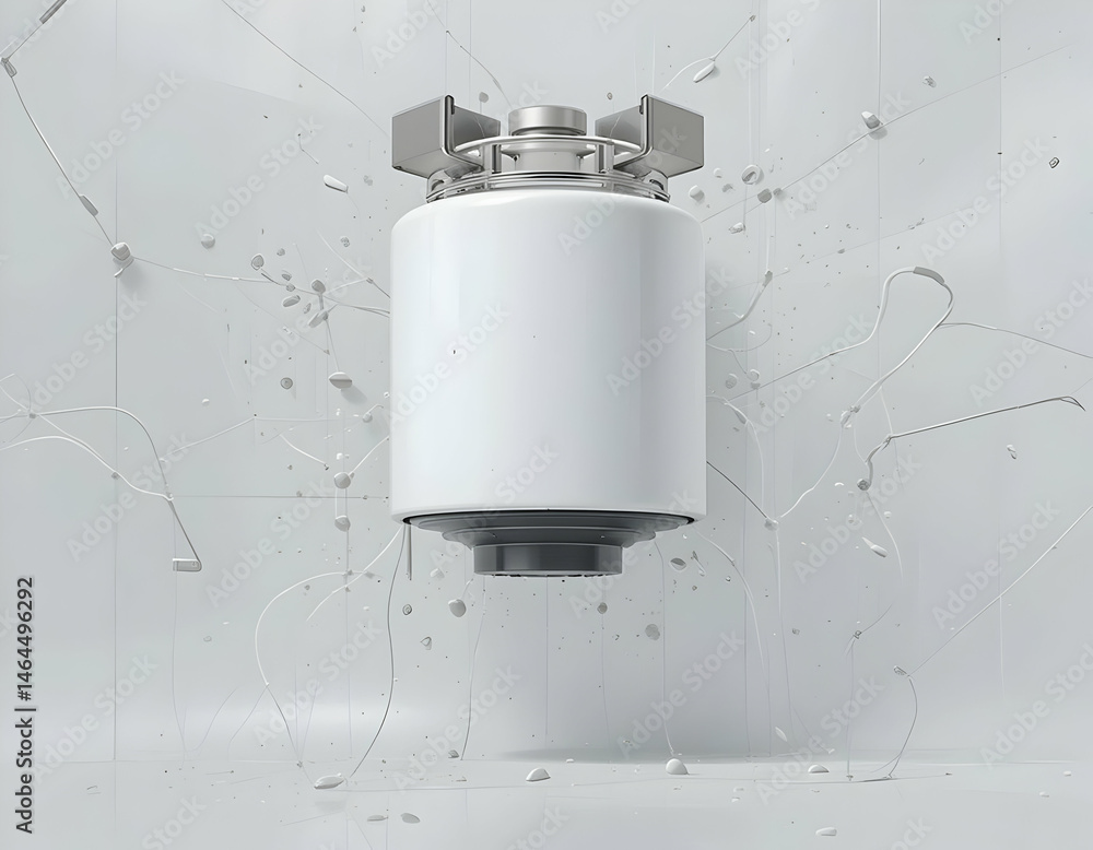 Poster white cylinder object with abstract background in clean studio