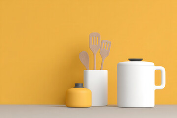 collection of modern d kitchen utensils designed in light minimalist style