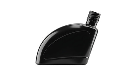 Obraz premium Isolated black plastic bottle with cap on a black background in a studio shot centered view