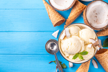 Vegan creamy coconut sorbet ice cream