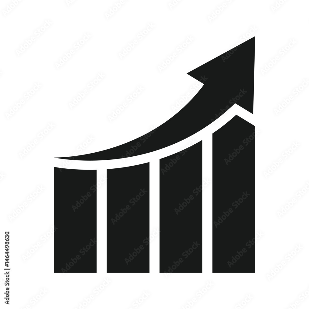 Fototapete increase chart icon set. growth up arrow graph vector symbol. bar chart and arrow icons for web dash