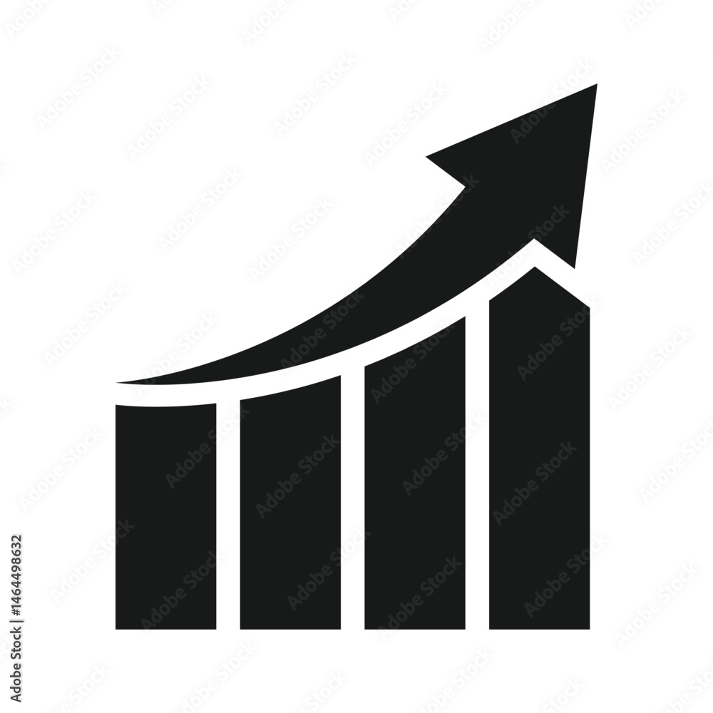 Fototapete increase chart icon set. growth up arrow graph vector symbol. bar chart and arrow icons for web dash