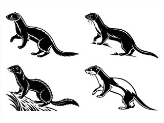 weasel sihouette black vector bundle
