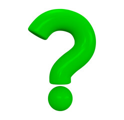 3d green question mark. Faq problem solution symbol. Vector illustration on isolated background.