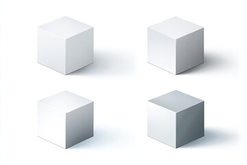 Obraz premium Four isometric white and light gray cubes with realistic shadows
