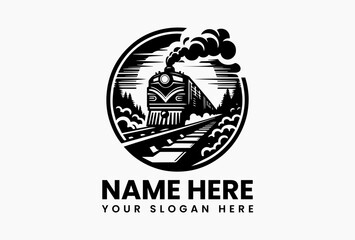 Monochrome Train Illustration. Minimalist Transportation Art © vectorvovdesign