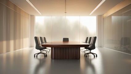 Fototapeta premium Modern luxury interior design of a comfortable, contemporary home office or dining room with stylish furniture, including a desk, sofa, and chairs, seen through a sunlit window