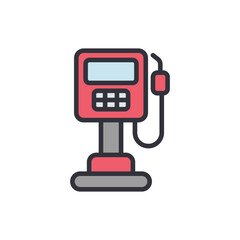 Stylized Illustration of a Red and Gray Fuel Pump on Black Background