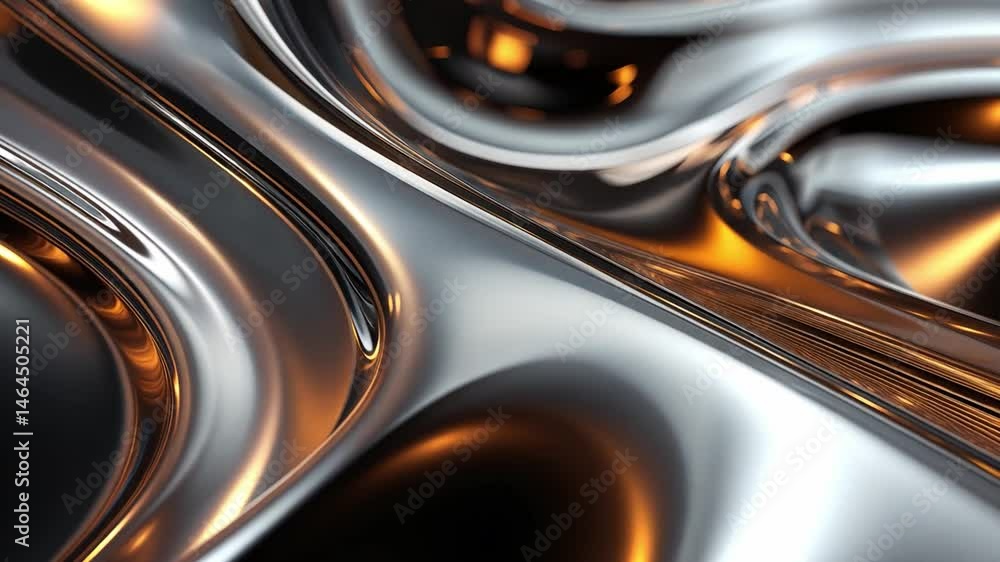Poster fluid metallic textures create mesmerizing patterns with warm highlights in 4k quality