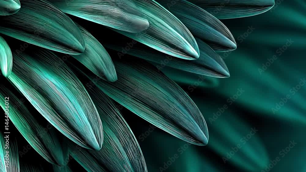 Poster dynamic teal leaves creating a captivating backdrop with textured patterns for creative projects