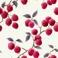Raspberry seamless watercolor pattern
