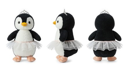 Fototapeta premium Plush penguin ballerina in white tutu showcasing delightful pose and charm