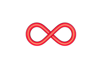A glowing red infinity symbol with a neon effect.