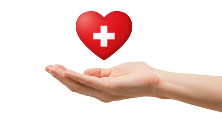 Obraz premium Isolated Hand with Heart and Cross