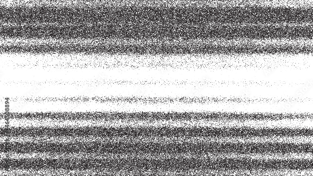 Poster visual representation of vhs distortions featuring an overlay of stippled textures and contrasting m