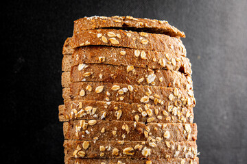 Oat bread oatmeal wholegrain pastry natural food fresh delicious gourmet food background on the table rustic food top view copy space