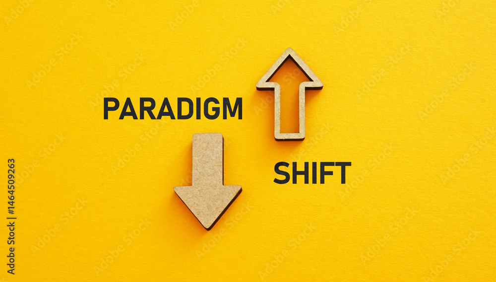 Poster Paradigm shift is shown using the text. New Paradigm Ahead