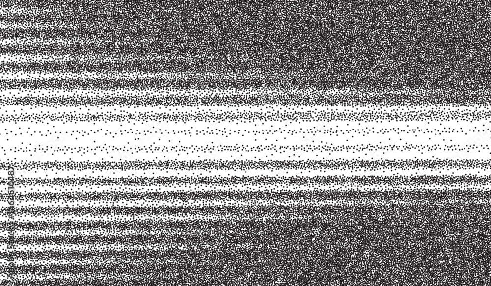 Poster vhs effect with stipple texture creating a retro visual experience in black and white