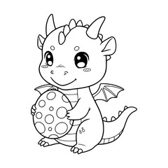 cute little dragon illustration for kids coloring pages