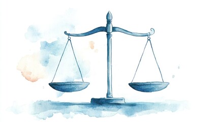 Watercolor scales of justice balance law and fairness concept